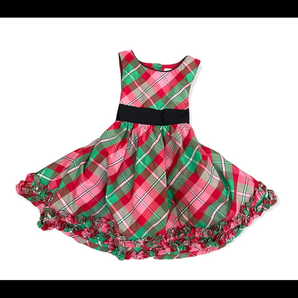 Oshkosh B'gosh Holiday Dress Red Pink Green Lurex Plaid Christmas 2 T